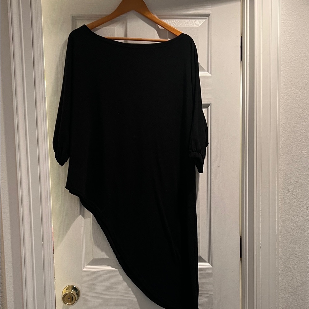 Asymmetrical Black Tunic Top